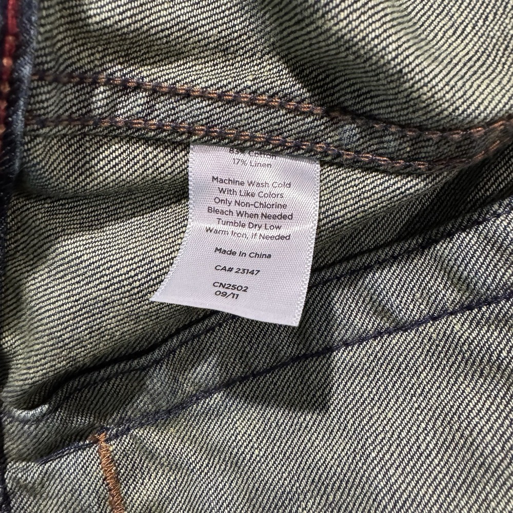 Talbots Big Patch Jean Jacket‎ Women Sz Petite Large LP Dark Blue Denim Stretch - Picture 7 of 16